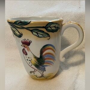 Set of 2 Fitz & Floyd Rooster Mugs Ricamo Portofino